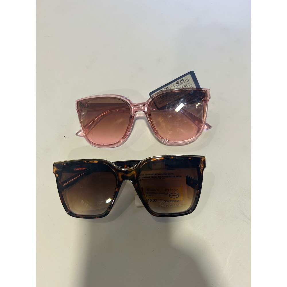 Universal Thread Sunglasses Bundle Pink Translucent Tortoise Shell 2 Pair Set